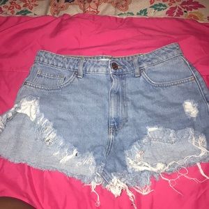 Light Blue Denim Distressed Shorts